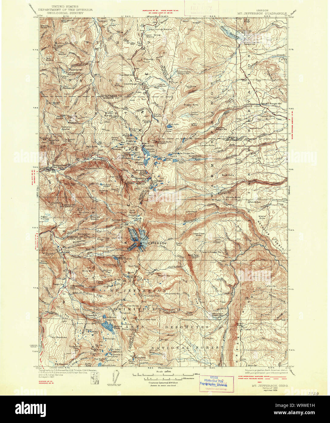 Usgs Topo Map Oregon Mt Jefferson 283231 1930 125000 Restoration