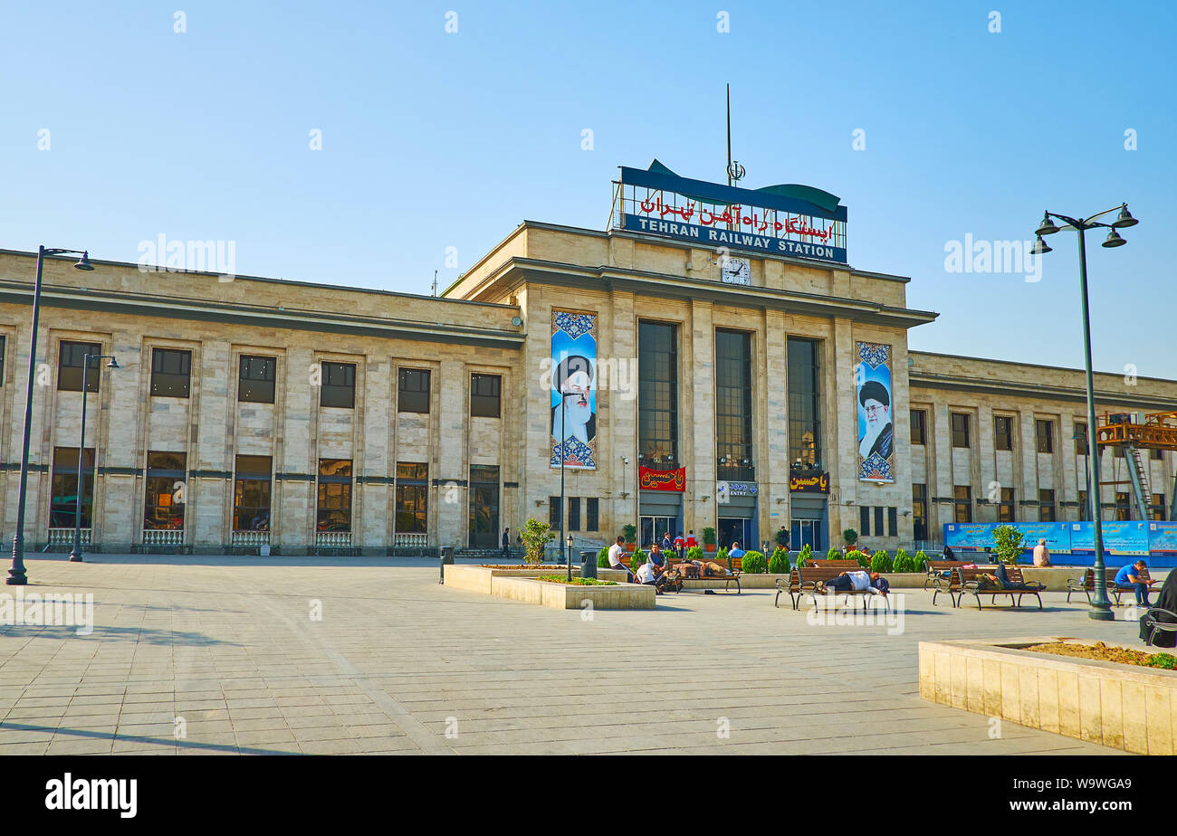 TEHRAN, IRAN OCTOBER 25, 2017 The Facade of Tehran Railway Station