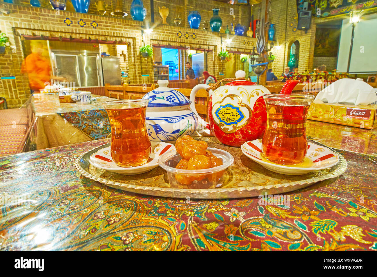 TEHRAN, IRAN OCTOBER 25, 2017 Azari Traditional Teahouse offers