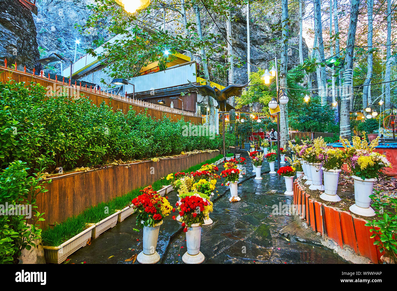 TEHRAN, IRAN OCTOBER 25, 2017 The alley with flower bouquets in