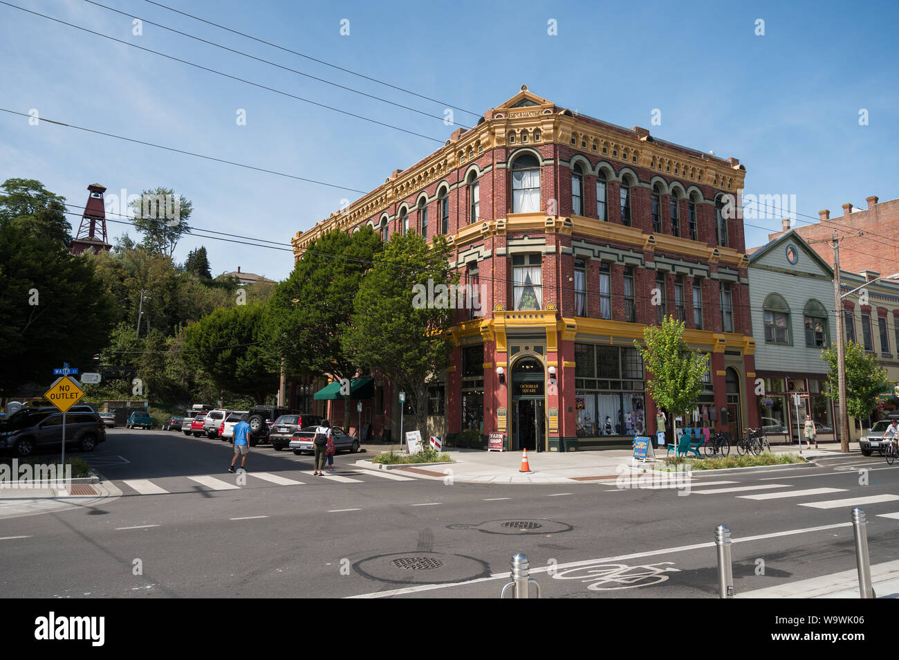 Victorian era buildings in the Olympic Peninsula area town of Port Townsend.  Washington State, USA. Stock Photo