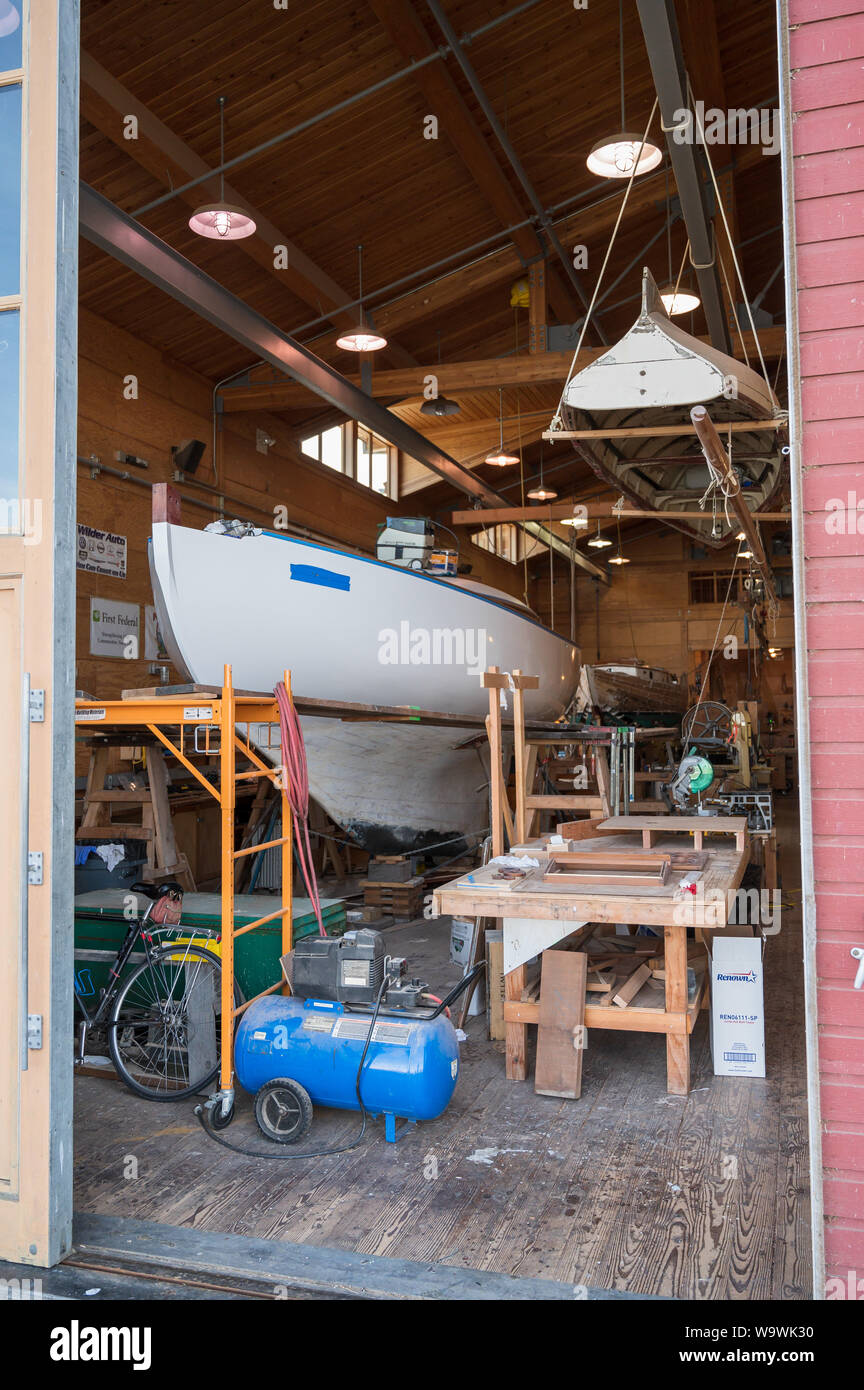 Port Townsend boat yard.  Olympic Peninsula area town of Port Townsend.  Washington State, USA. Stock Photo