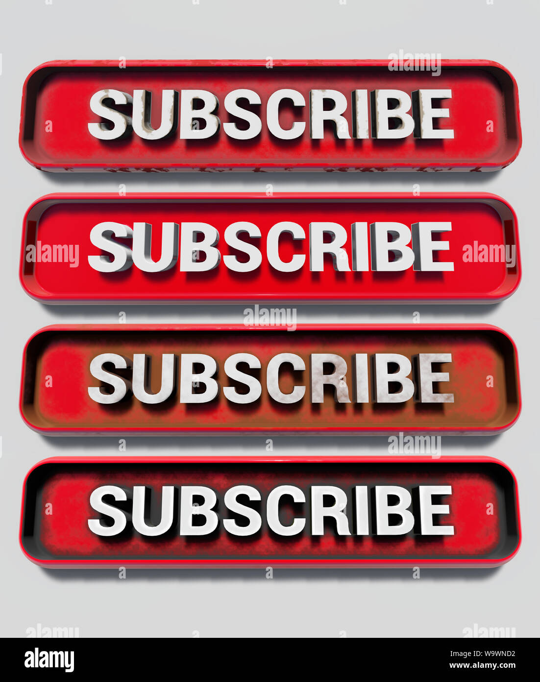 Subscribe button 4 different versions 3D rendering Stock Photo - Alamy