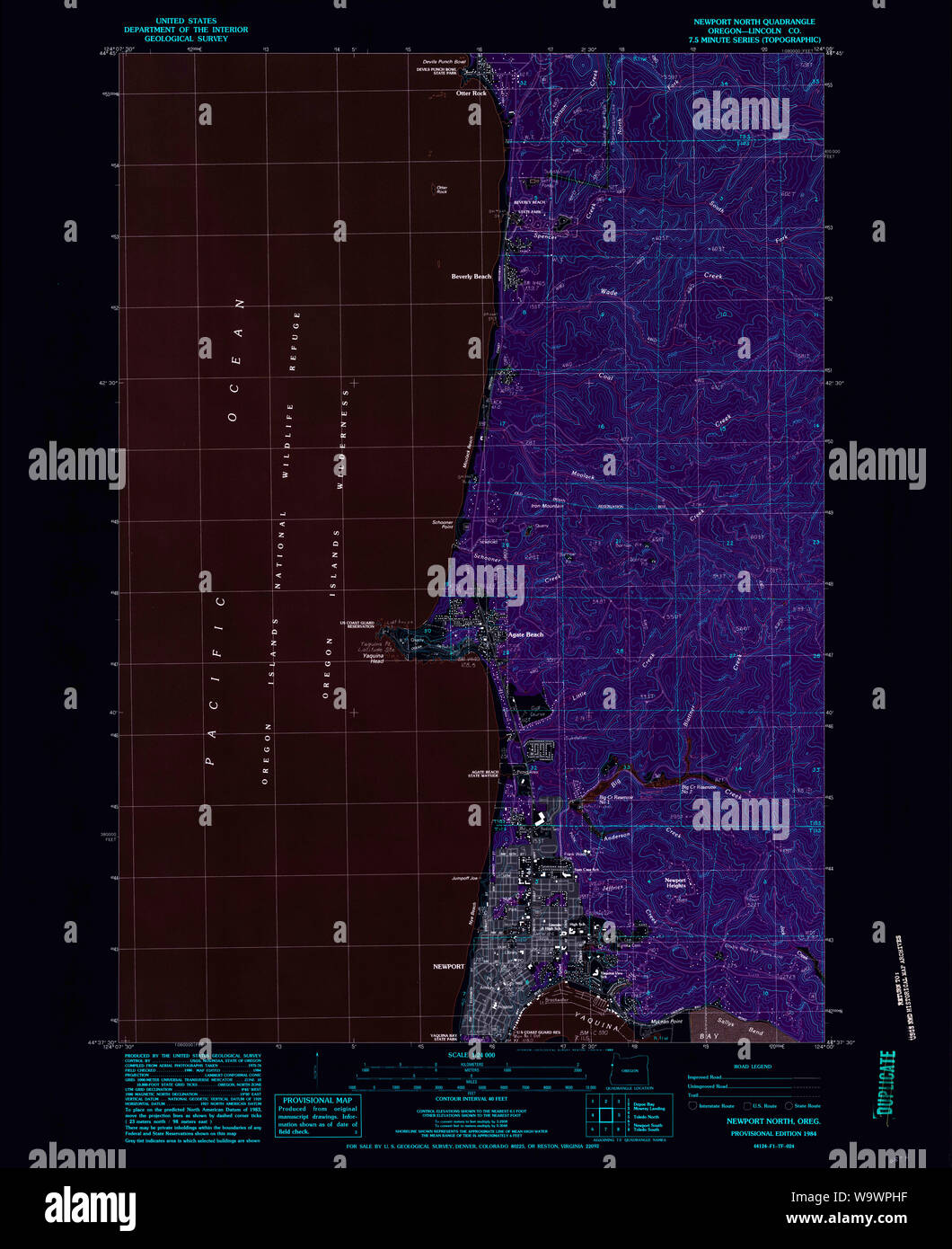 Map Of Newport Oregon Hi Res Stock Photography And Images Alamy   Usgs Topo Map Oregon Newport North 280921 1984 24000 Inverted Restoration W9WPHF 
