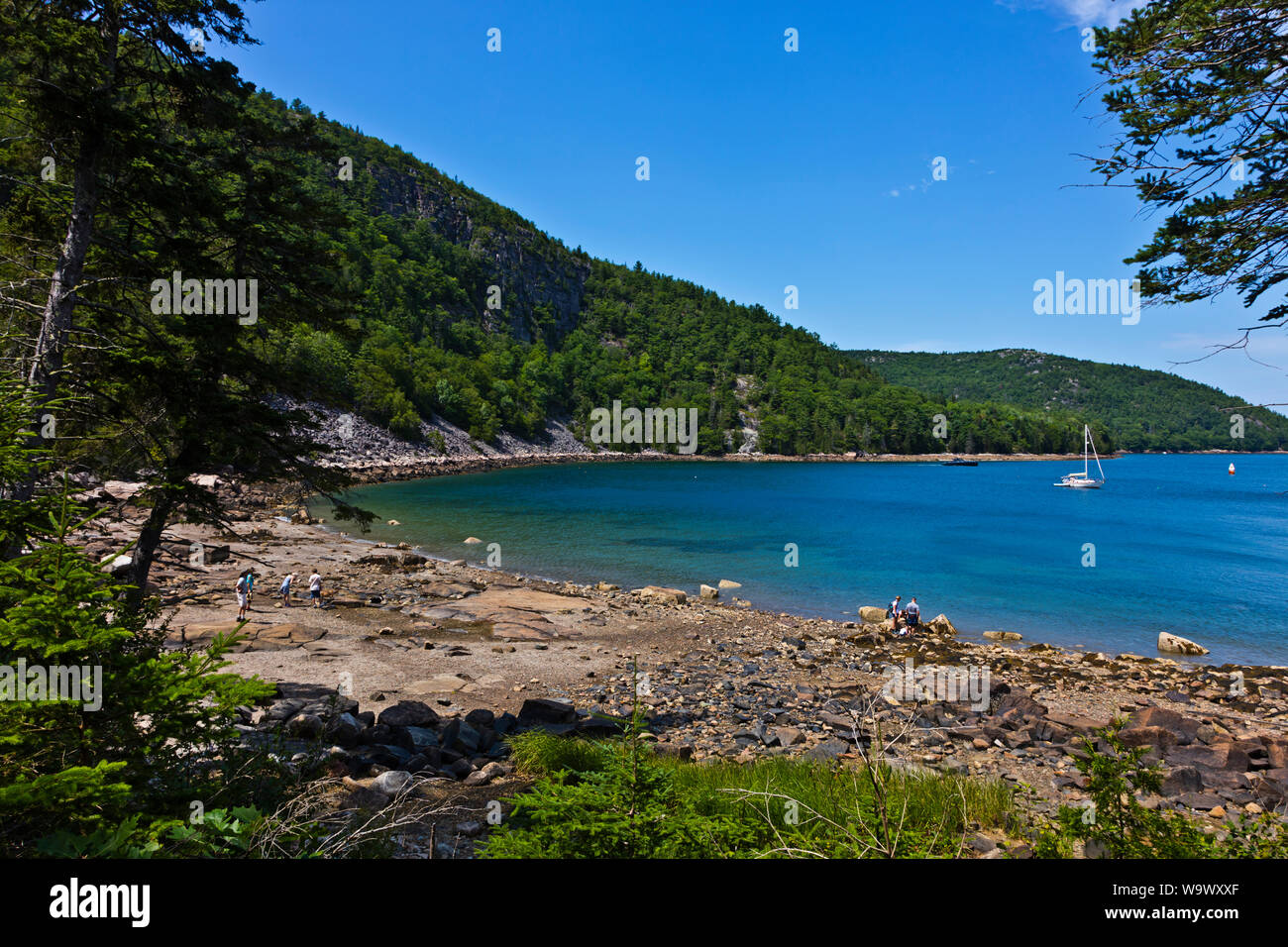 View from  hike up a hill on DESERT ISLAND - ACADIA NATIONAL PARK, MAINE Stock Photo