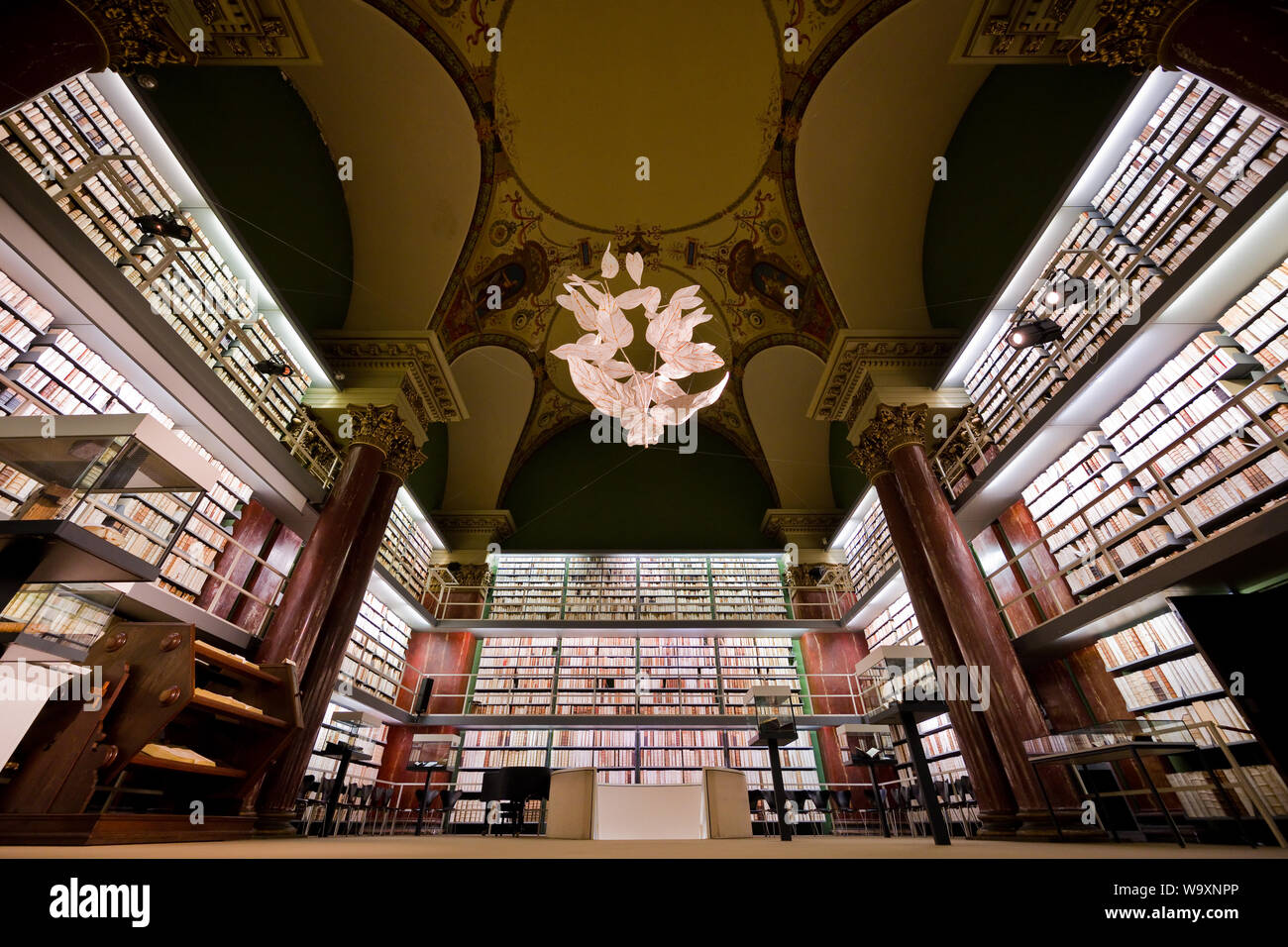 13 August 2019, Lower Saxony, Wolfenbüttel: The artwork 'Wolf's Milk' made of Japan paper by the artist Odine Lang hangs in Herzog August Library. (to dpa 'work of art opens new views on venerable library') Photo: Julian Stratenschulte/dpa Stock Photo