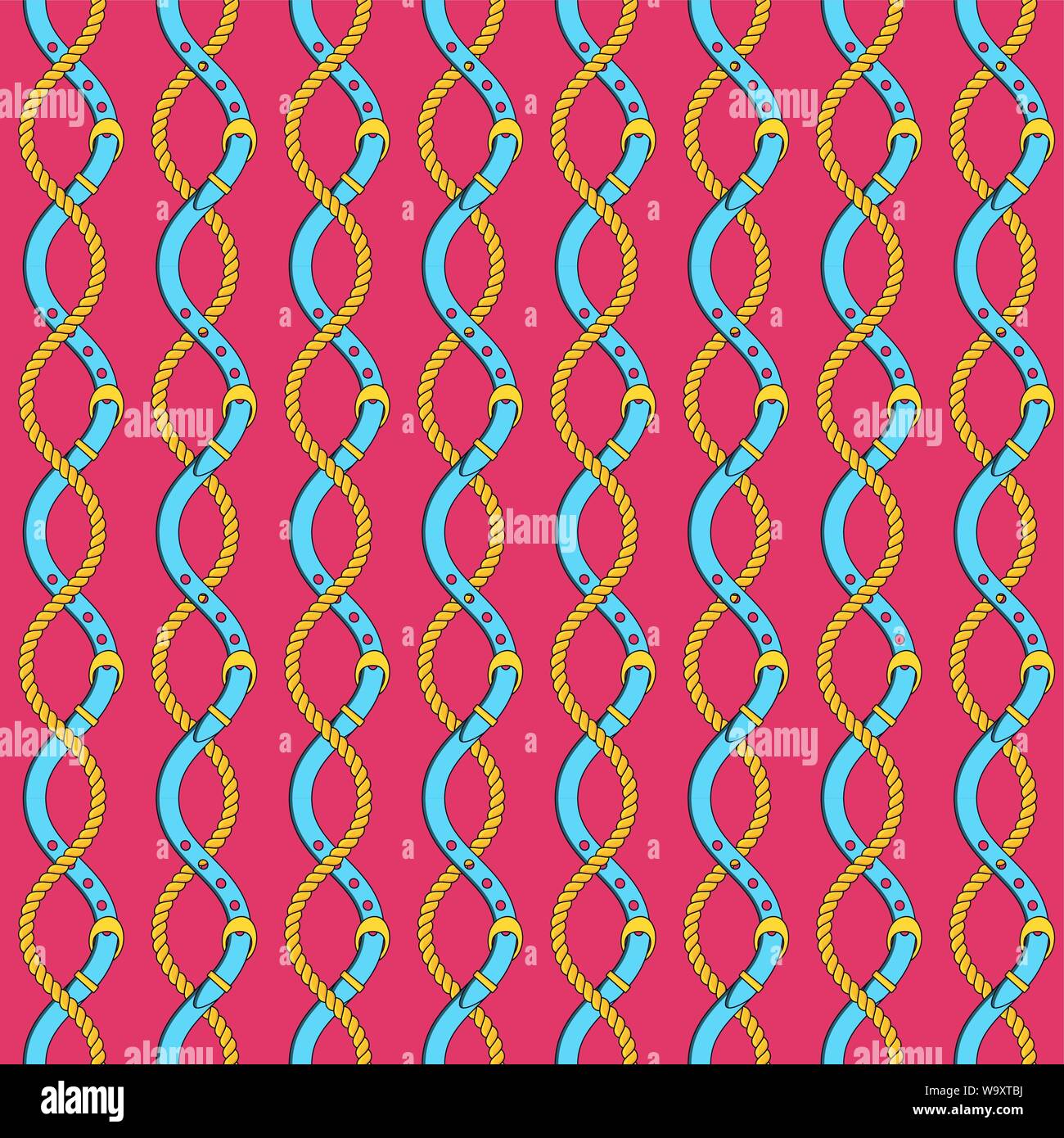 Seamless pattern with gold chains, pendants and straps Stock Vector