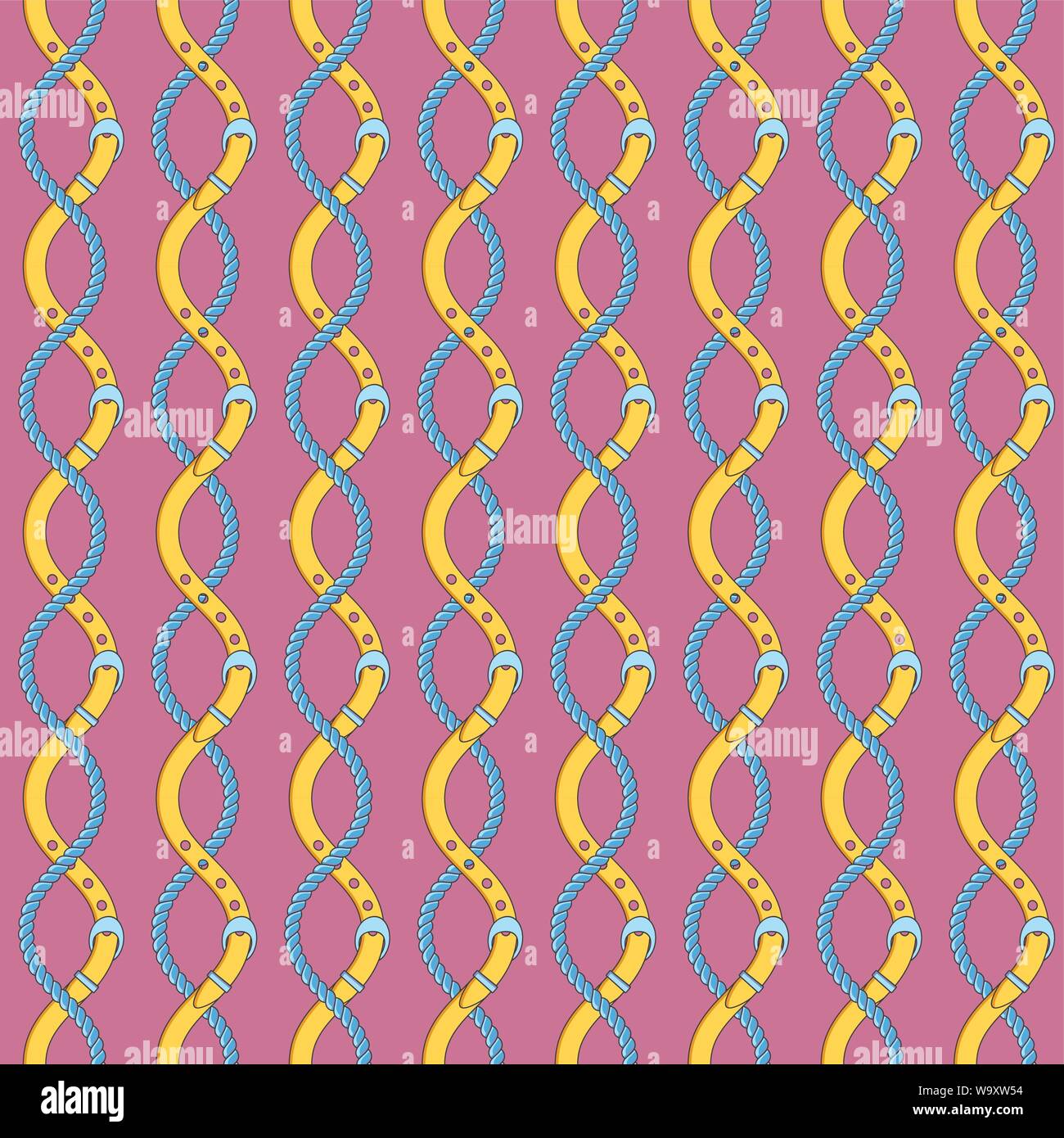 Seamless pattern with gold chains, pendants and straps Stock Vector
