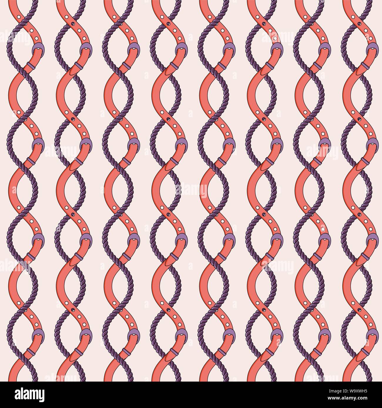 Seamless pattern with gold chains, pendants and straps Stock Vector