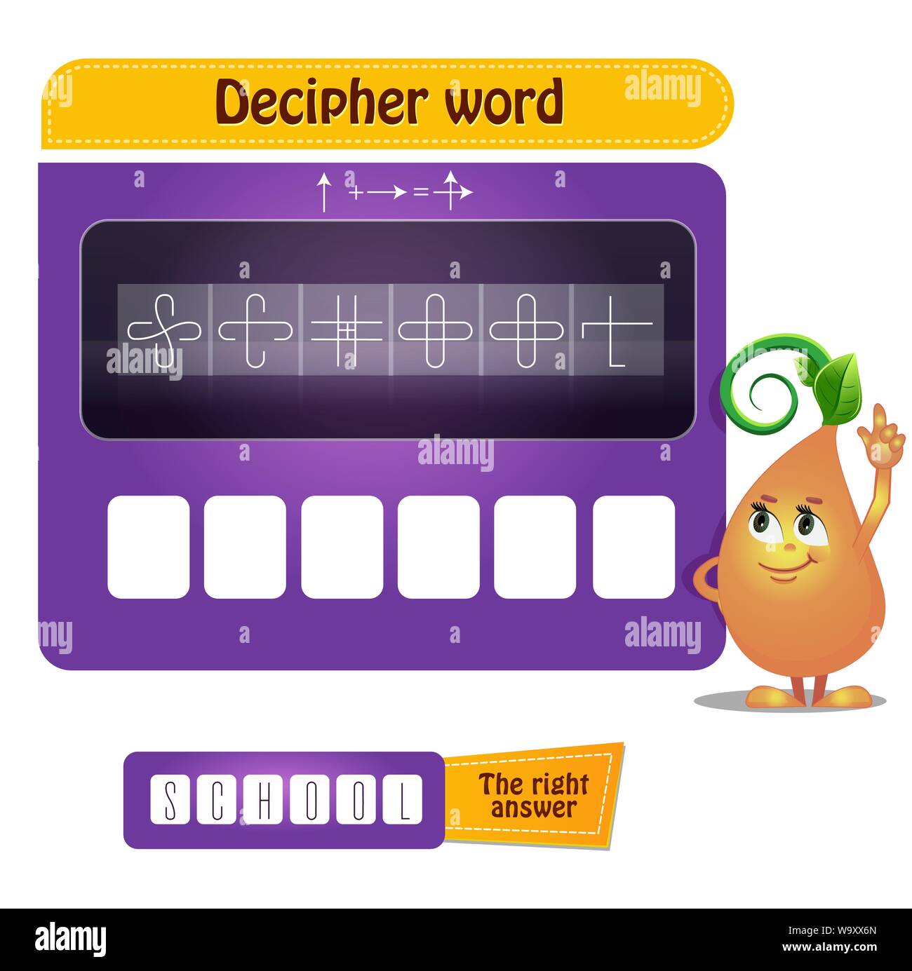 Visual Game for children and adults . Task game decipher word Stock Vector