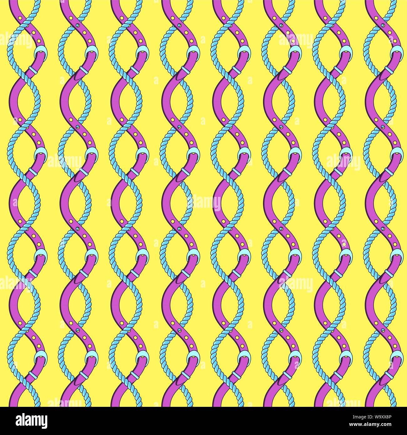Seamless pattern with gold chains, pendants and straps Stock Vector