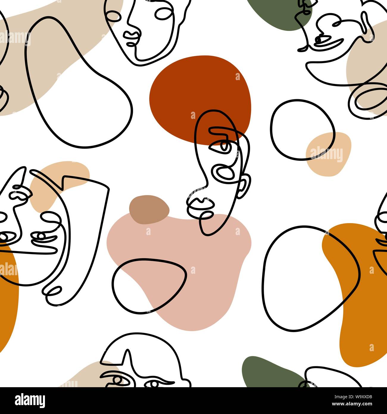 Robyn Abstract Face Line Art Wallpaper Mural  WallpaperMuralcom