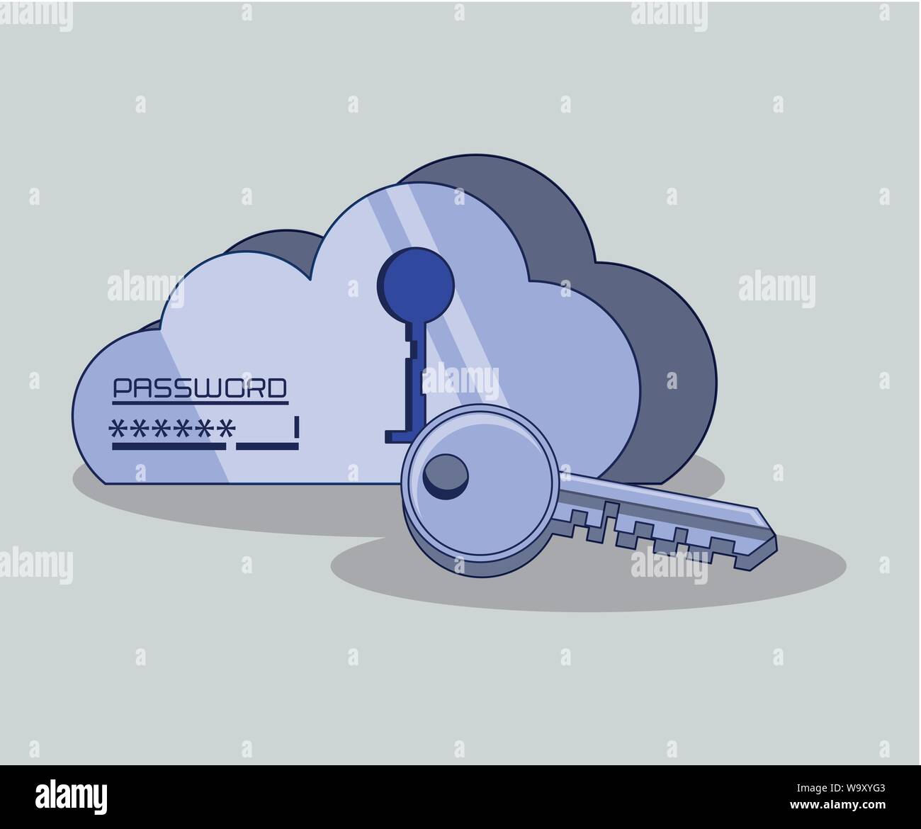 cloud with key fintech vector illustration design Stock Vector Image ...