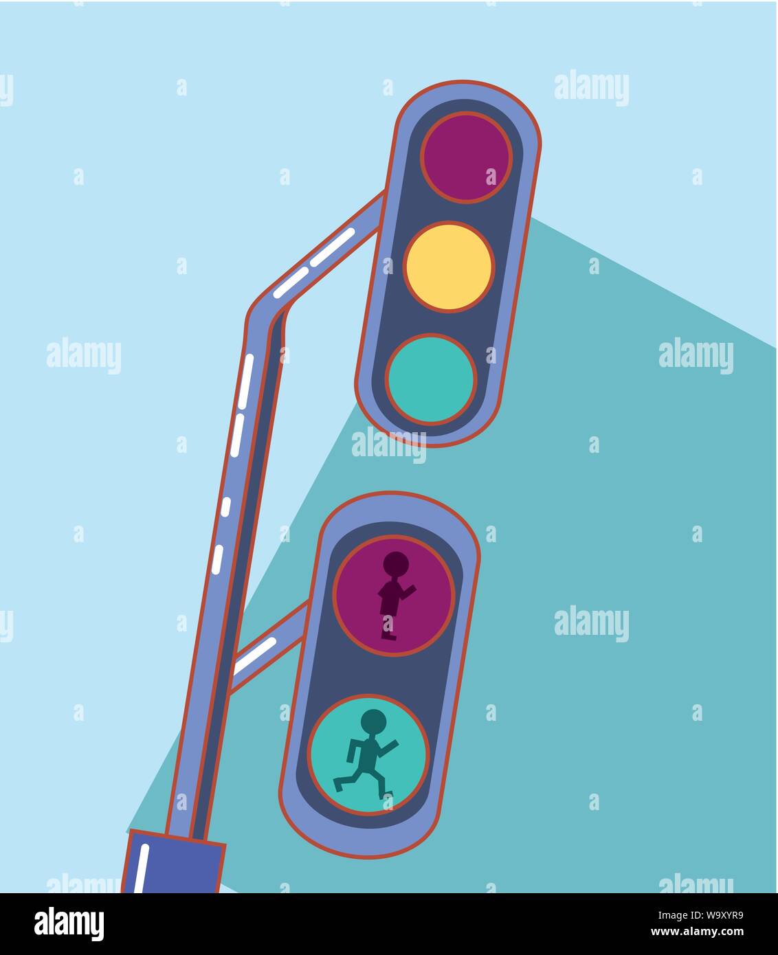 drive safely traffic lights pedestrian vector illustration Stock Vector