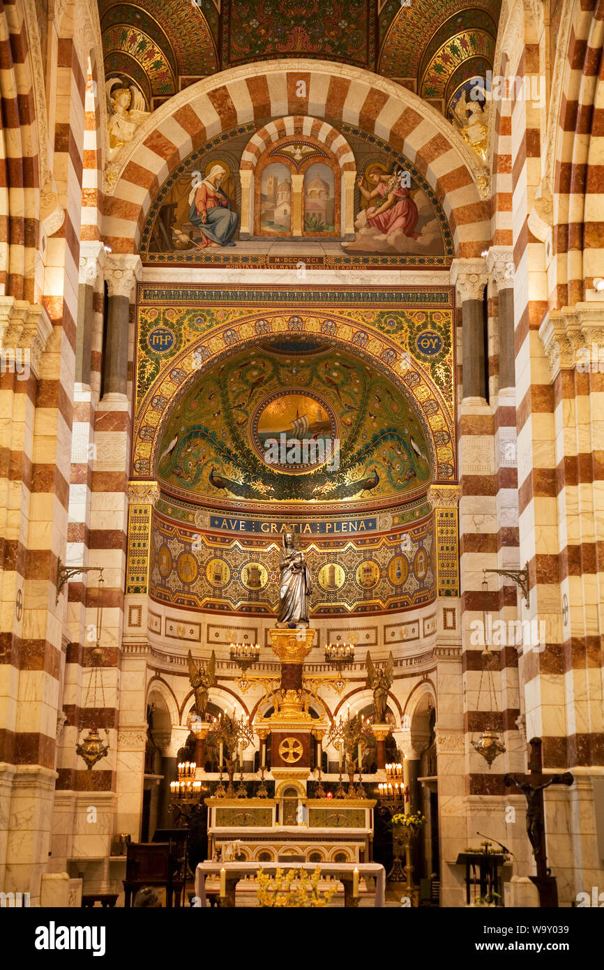 France. Provence. Marseille. Interior of the Basilique Notre Dame de la  Garde in Marseille Stock Photo - Alamy