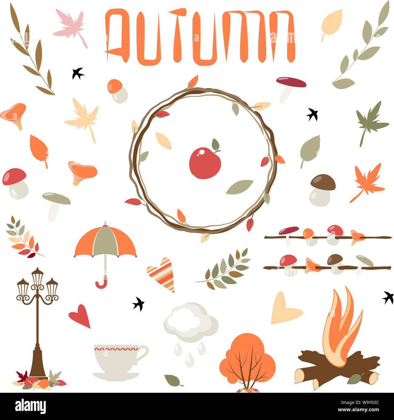 Collection of vector autumn elements for design. Eps 10 Stock Vector