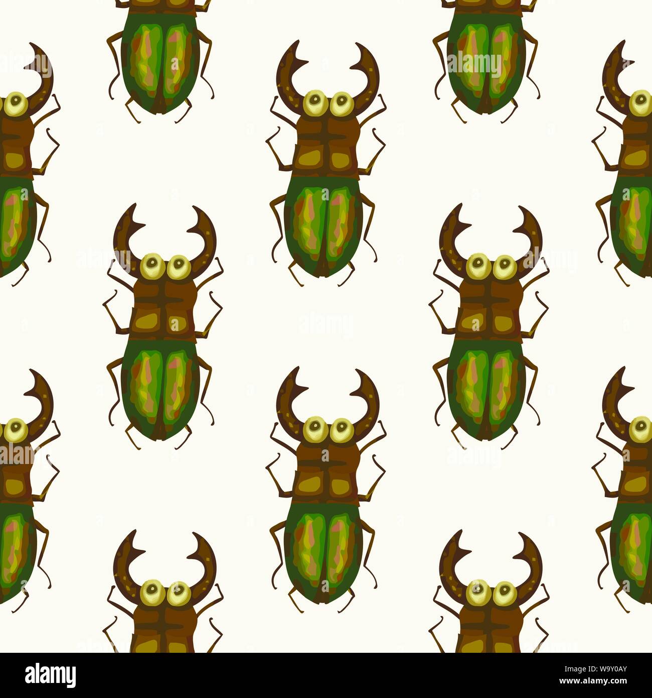 Seamless Vector Pattern With Cute 3d Insect Illustration With