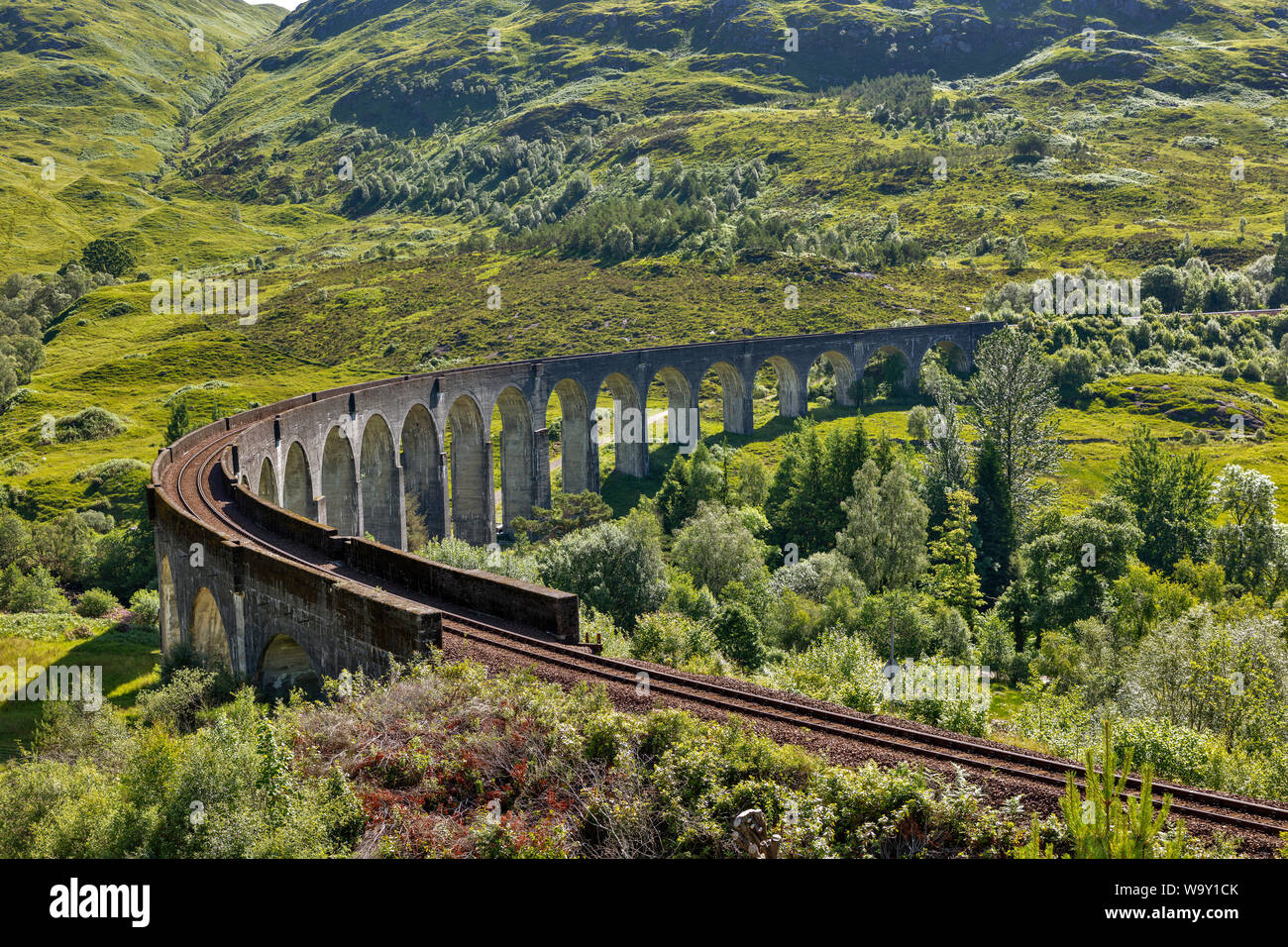 Glenfinnan viaduct from the Harry Potter films, Glenfinnan, Scotland, Great Britain Stock Photo