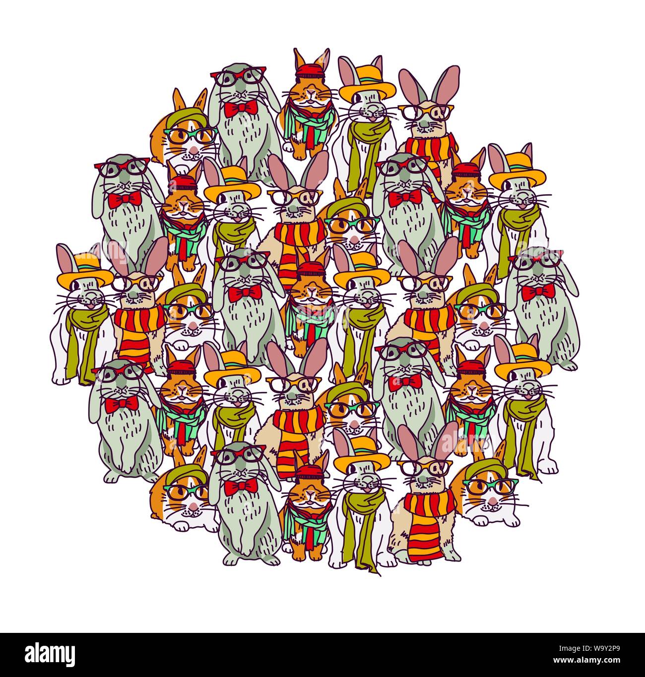 Group of white rabbits Stock Vector Images - Alamy