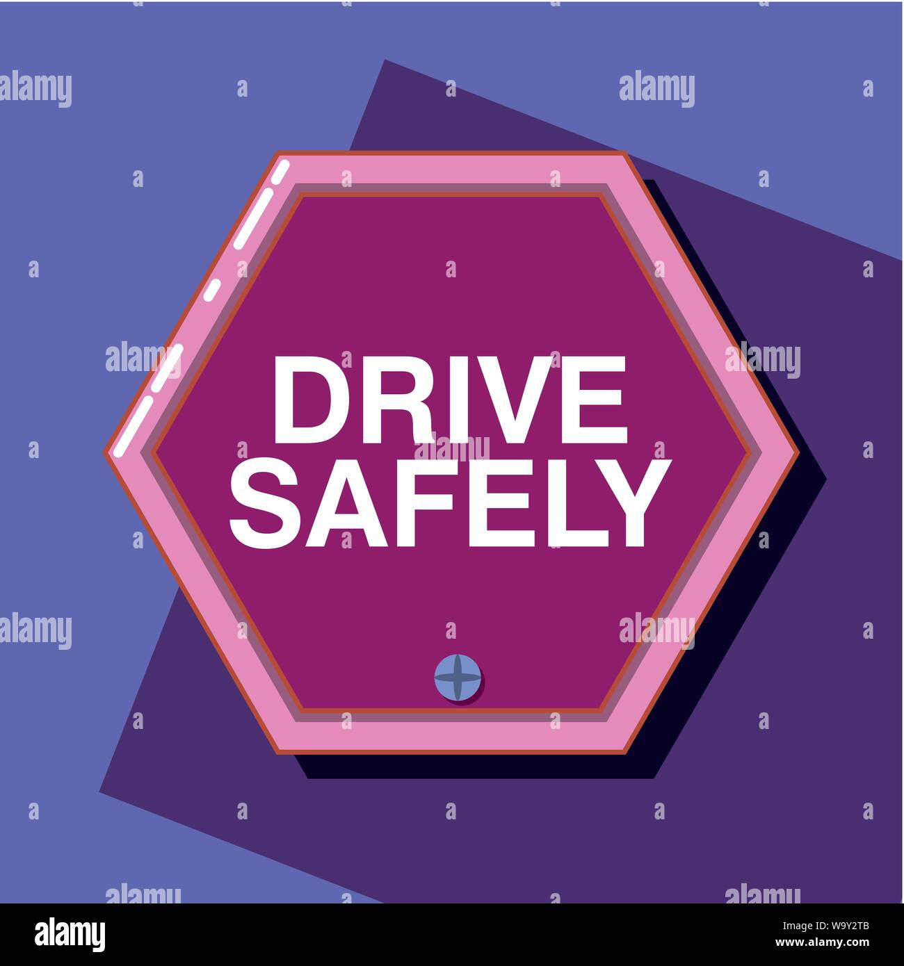 drive safely design with warning sign over purple background, colorful