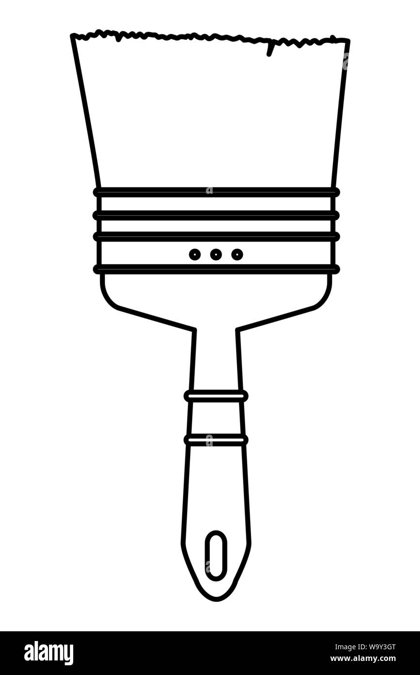 Paint brush construction tool symbol isolated in black and white Stock ...