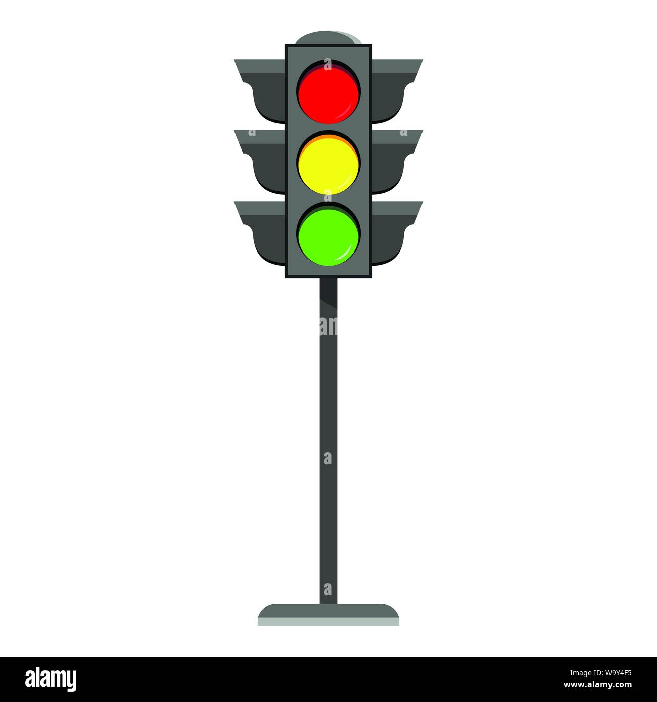 Standing traffic light flat design icon Typical horizontal traffic signals with red, yellow and green light. Stock Vector