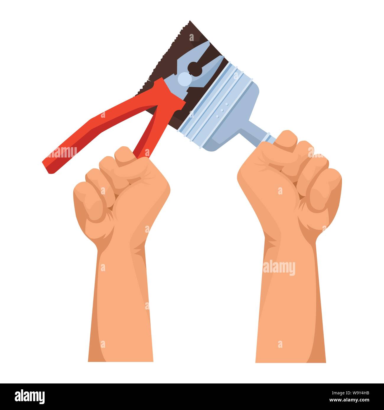 Construction workers hands holding tools Stock Vector Image & Art - Alamy
