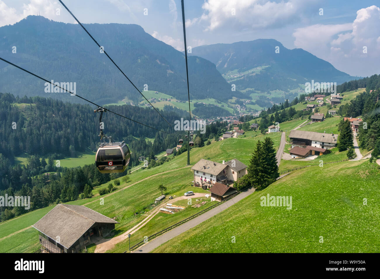 Seceda, Italy July 25, 2019 This is the cable car stop at the top