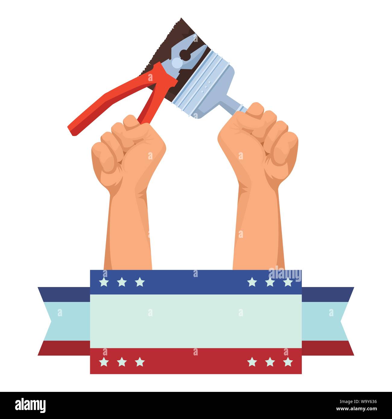 Construction workers hands holding tools Stock Vector Image & Art - Alamy