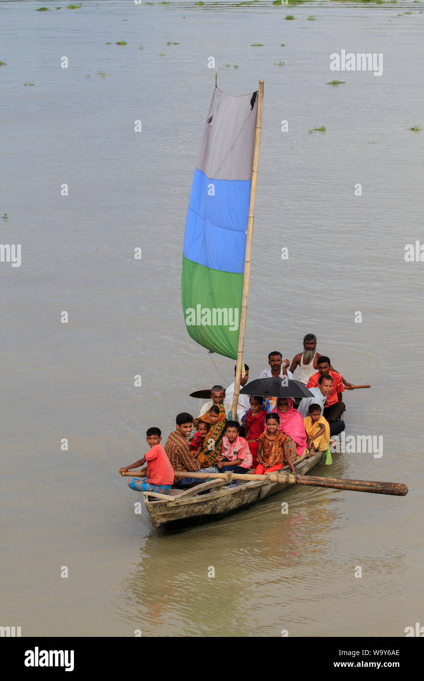Sail boat on the Kirtonkhola River in Barisal. Bangladesh. Stock Photo