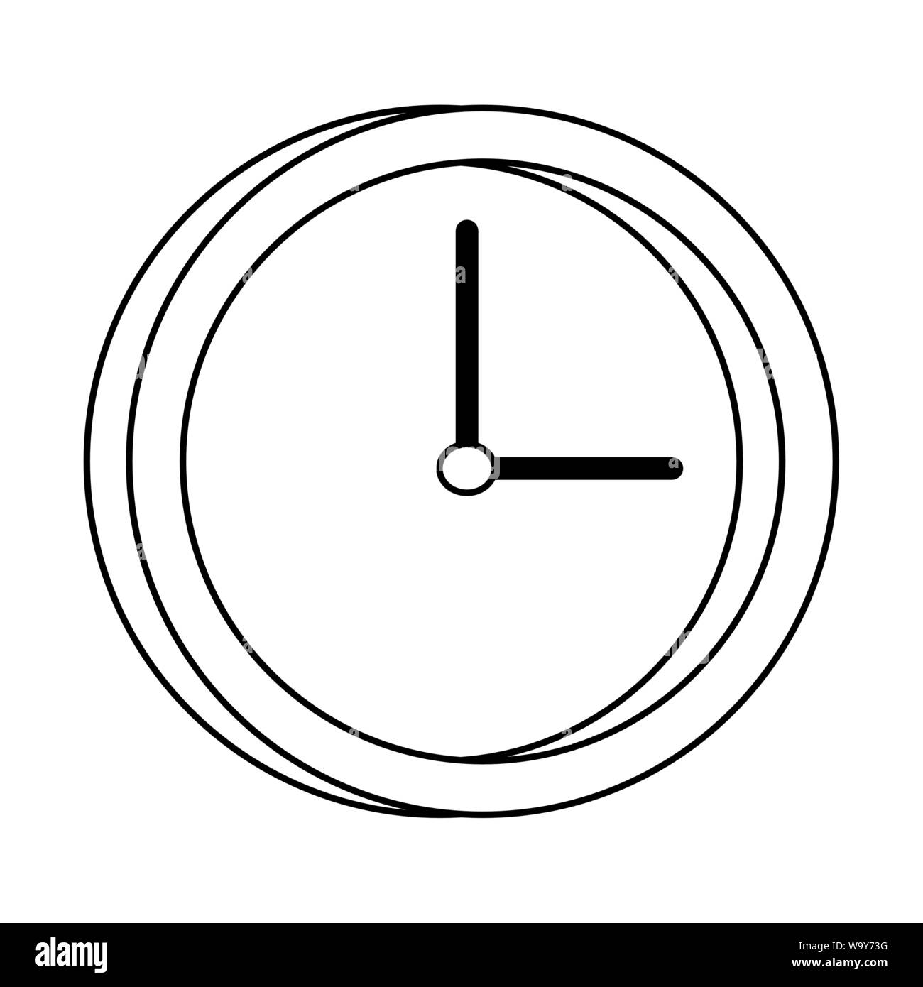 Wall clock round frame cartoon isolated in black and white Stock Vector  Image & Art - Alamy