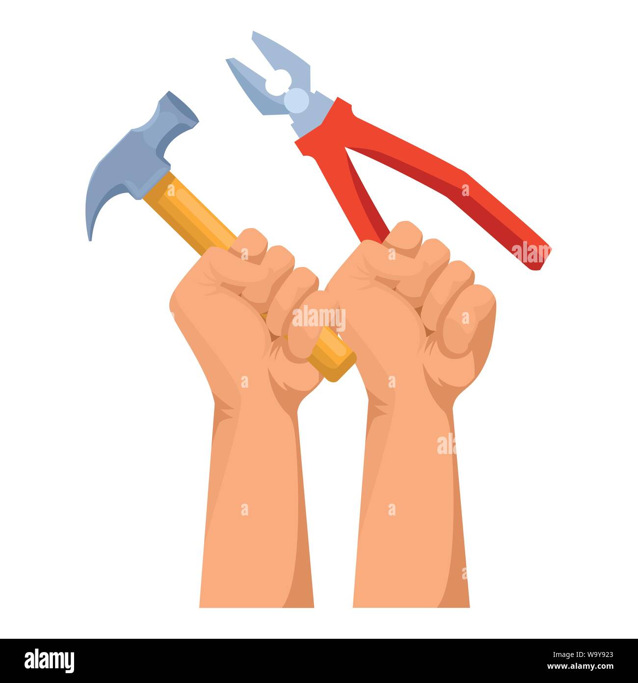 Construction workers hands holding tools Stock Vector Image & Art - Alamy
