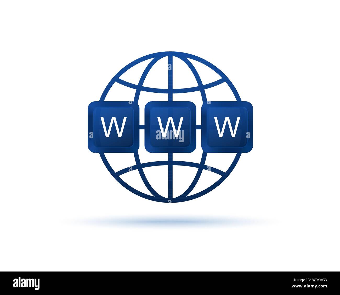 WWW icon. World Wide Web. Website symbol. Computer keyboard keys. Globe ...