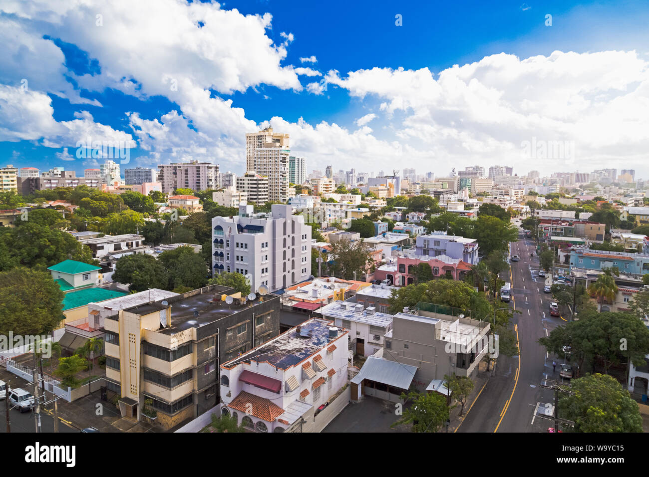 Aerial view of City of San Juan, from Miramar towards financial