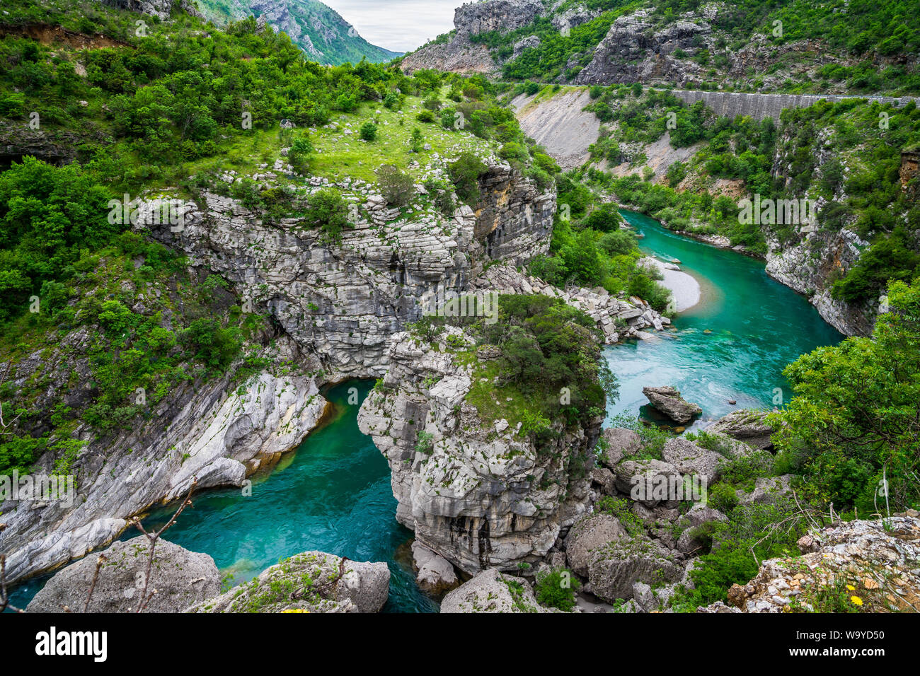 Montenegro, Beautiful unspoiled turquoise waters of moraca river course through plain nature landscape Stock Photo - Alamy