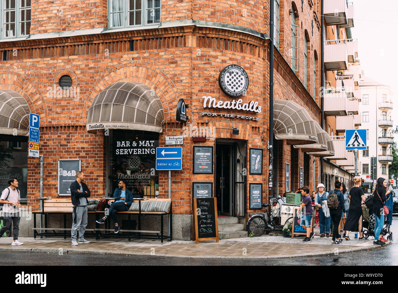 Sweden - 8, 2019: restaurant in Sofo, the trendiest neighbourhood in Stockholm, known for its hipster cafes and cool shops Stock Photo -