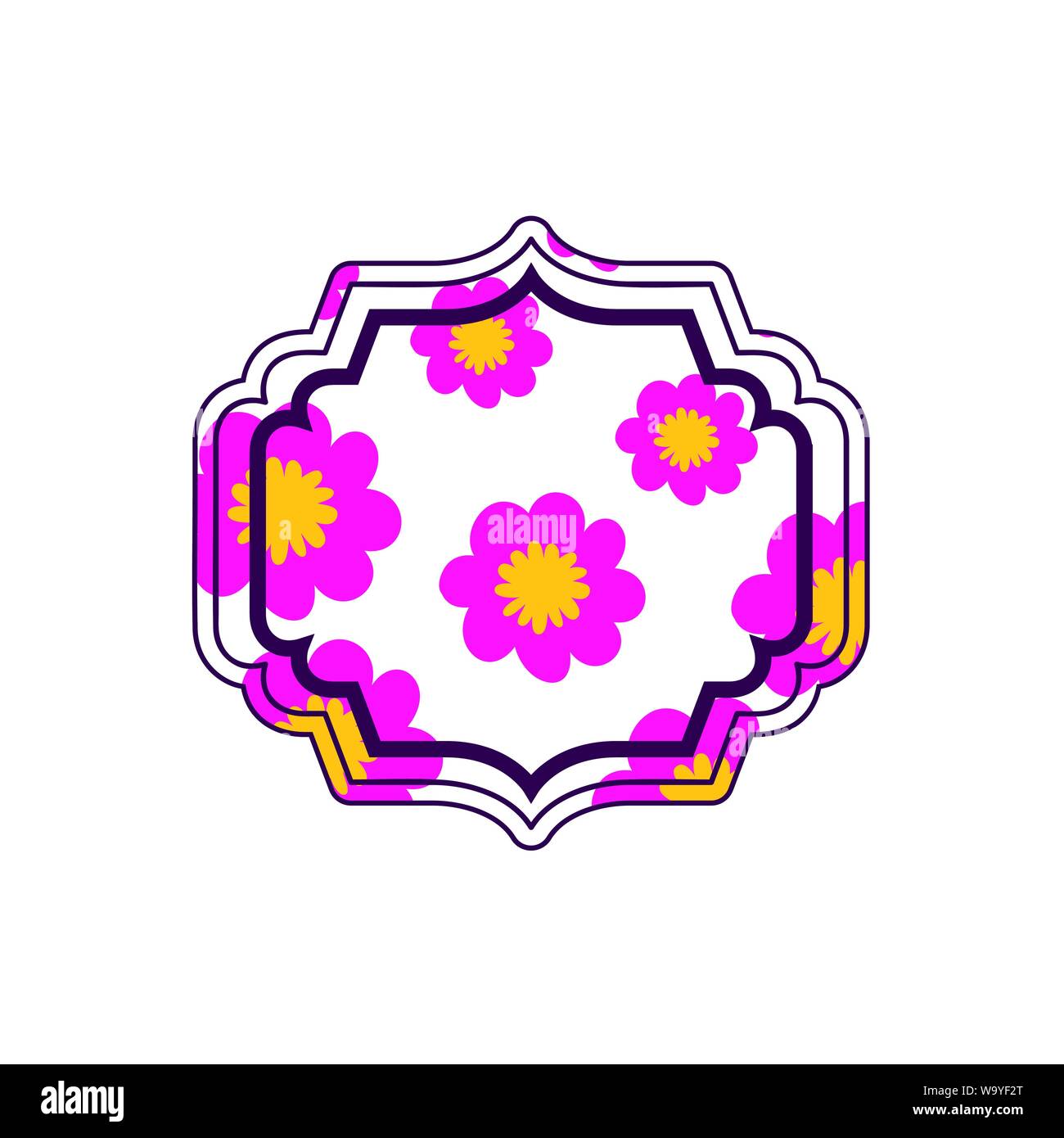 elegant frame with flowers and leafs icon Stock Vector Image & Art - Alamy