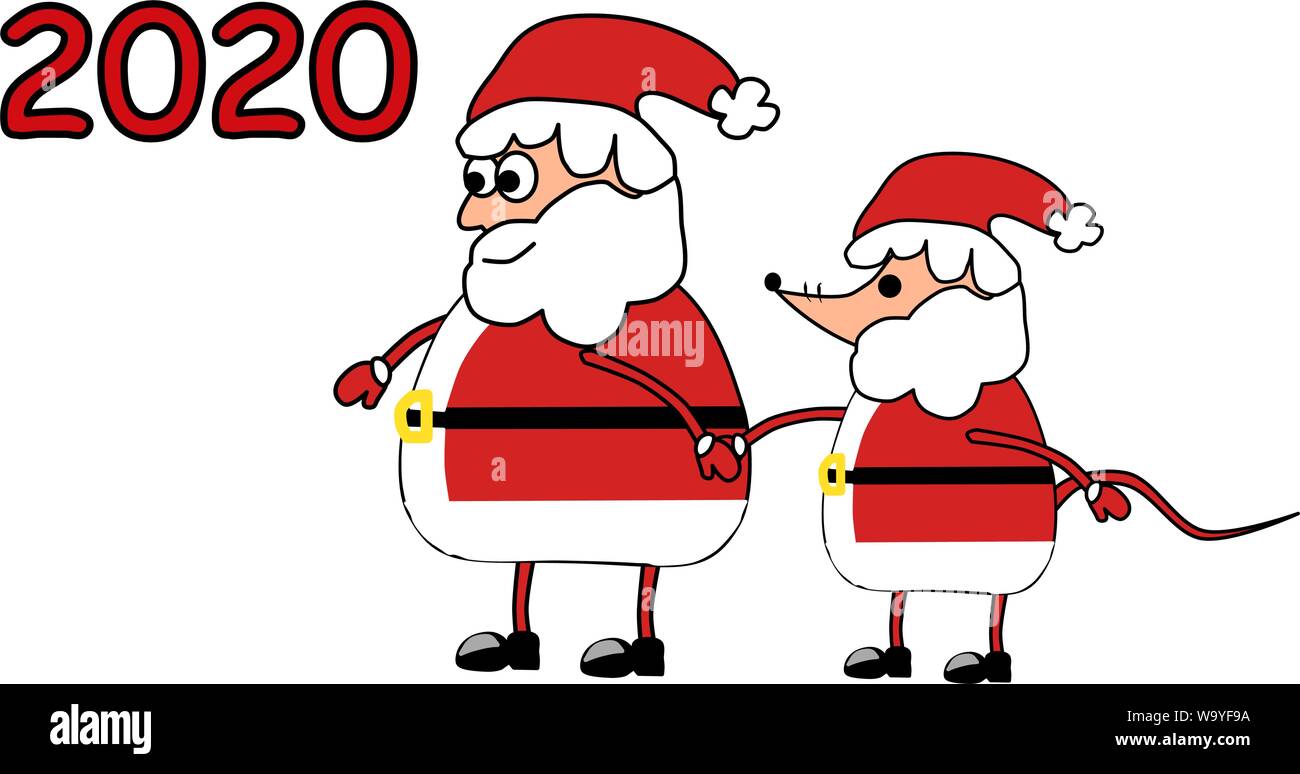 2020 Santa Claus With Mouse New Year S And Christmas Color