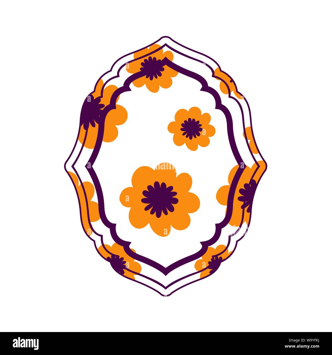 elegant frame with flowers and leafs icon Stock Vector Image & Art - Alamy