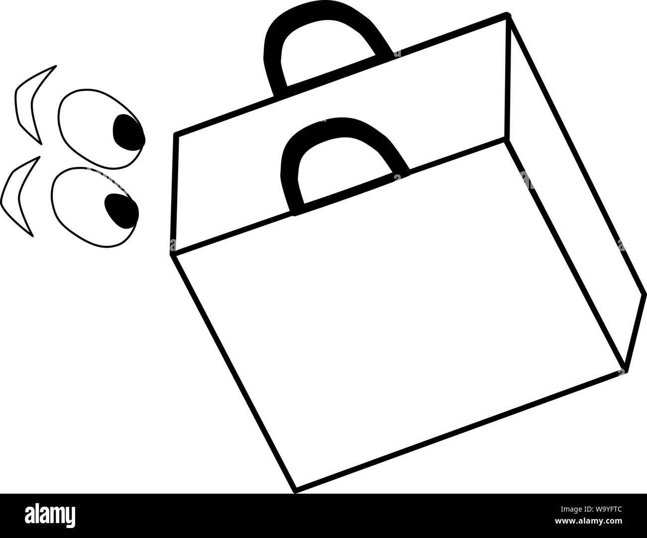 Icon bag. Eyes look in the package. Element logo illustration. Outline object. Stock Vector