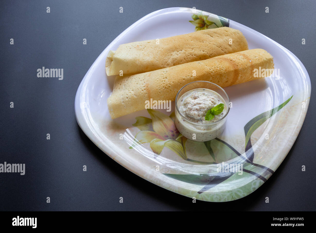 Masala Dosa with Coconut Chutney, South Indian Meal Served with Coconut Chutney Stock Photo Alamy