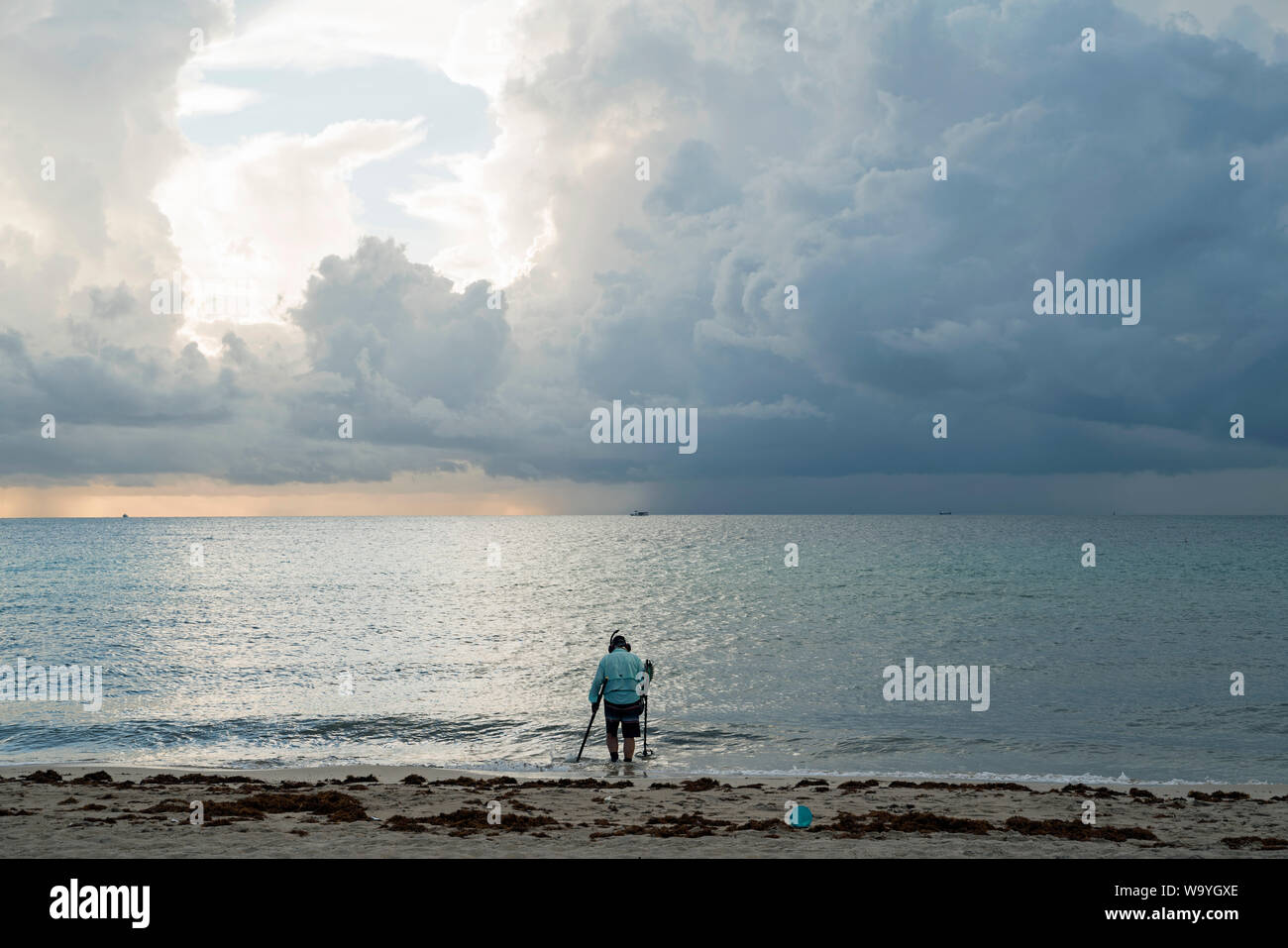 Metal Detecting Miami Beach at dawn Stock Photo Alamy