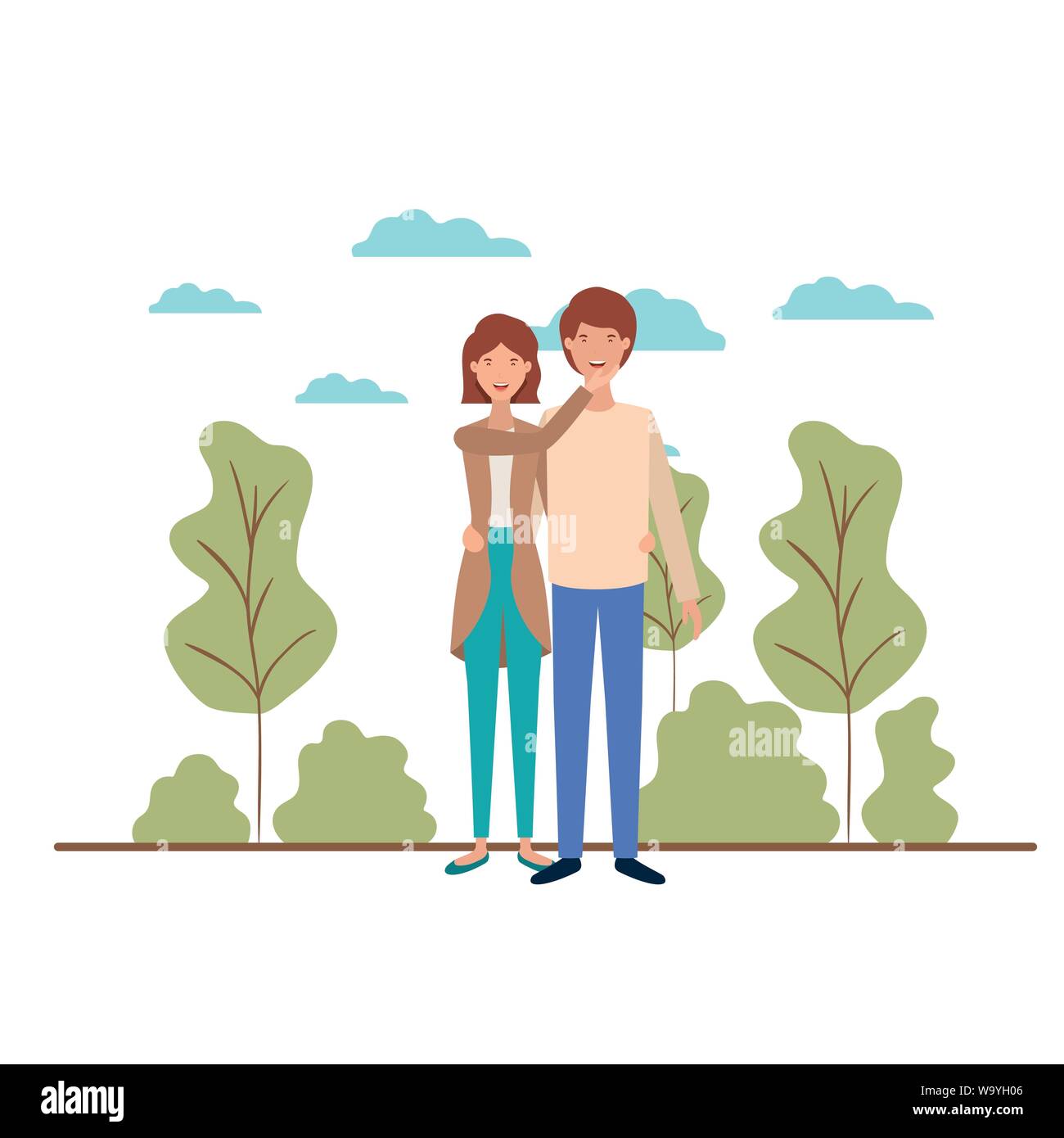 young couple with landscape avatar Stock Vector Image & Art - Alamy