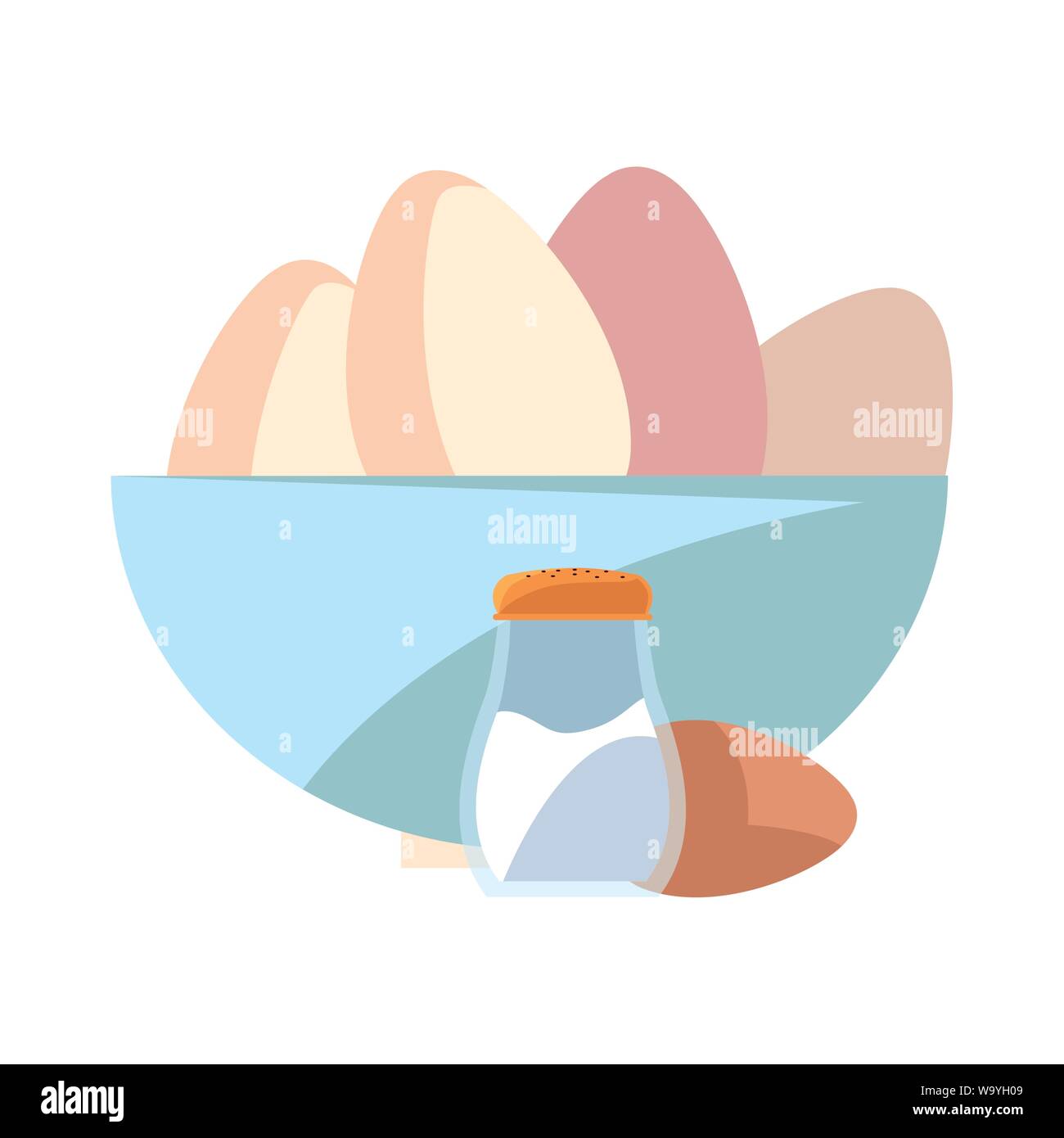 bowl eggs pepper preparation cooking vector illustration Stock Vector ...