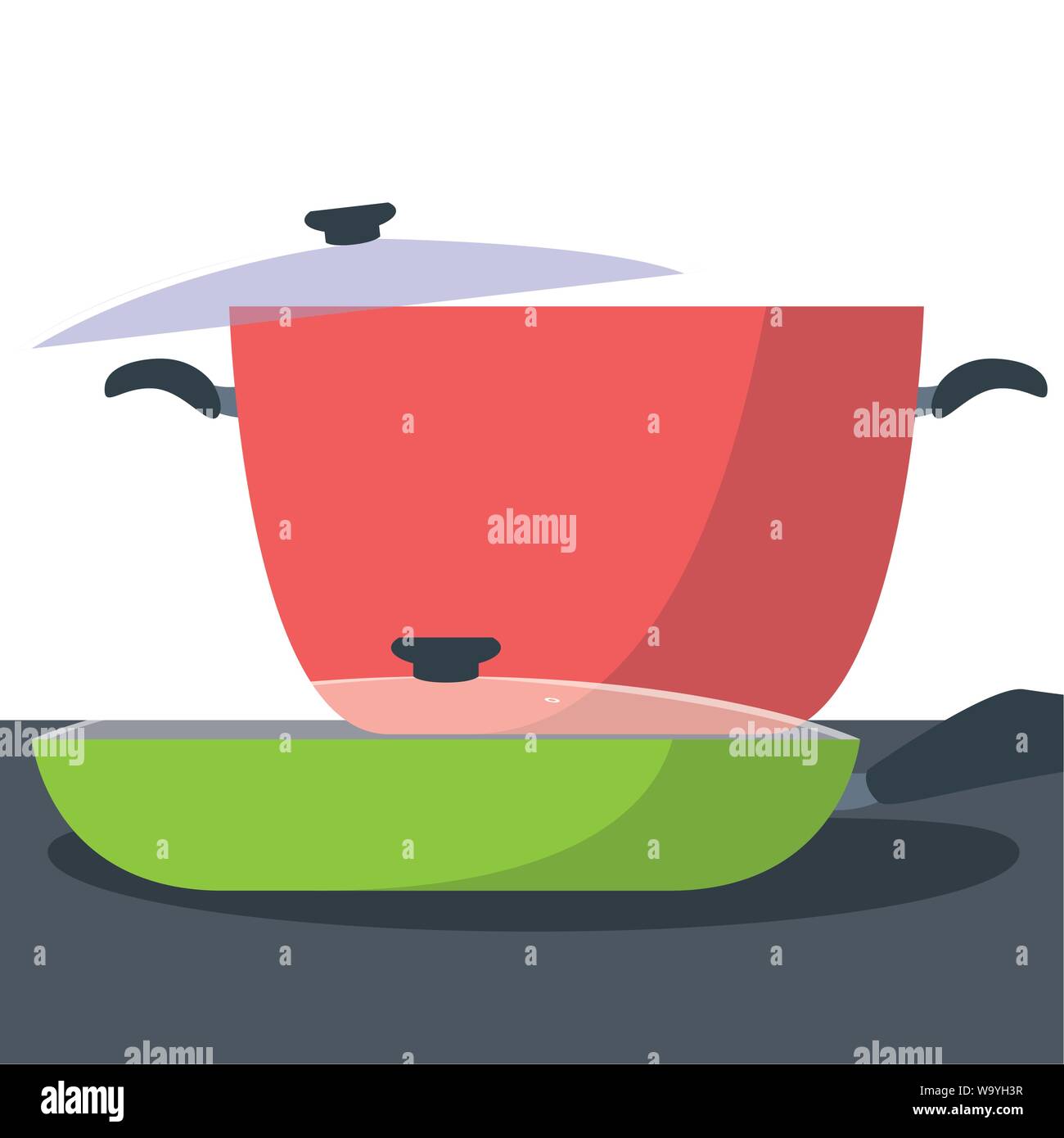 pot and saute pan preparation cooking vector illustration Stock Vector