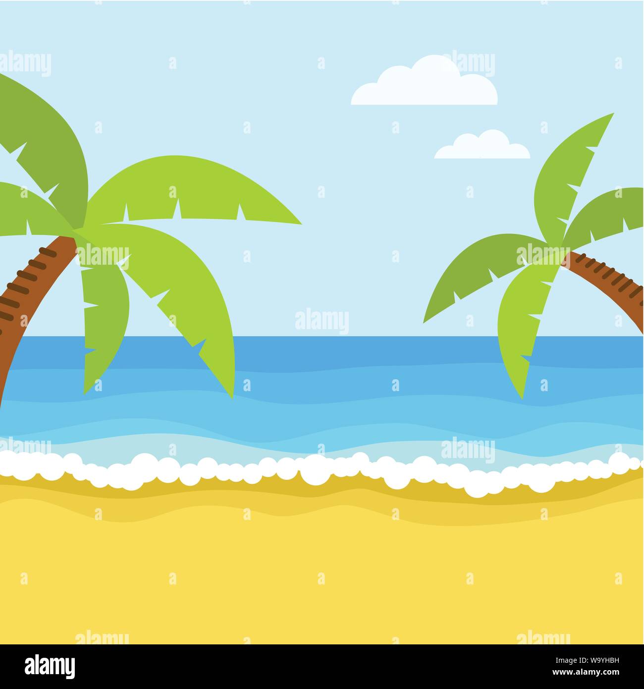 Deserted tropical beach. Vector illustration Stock Vector Image & Art ...