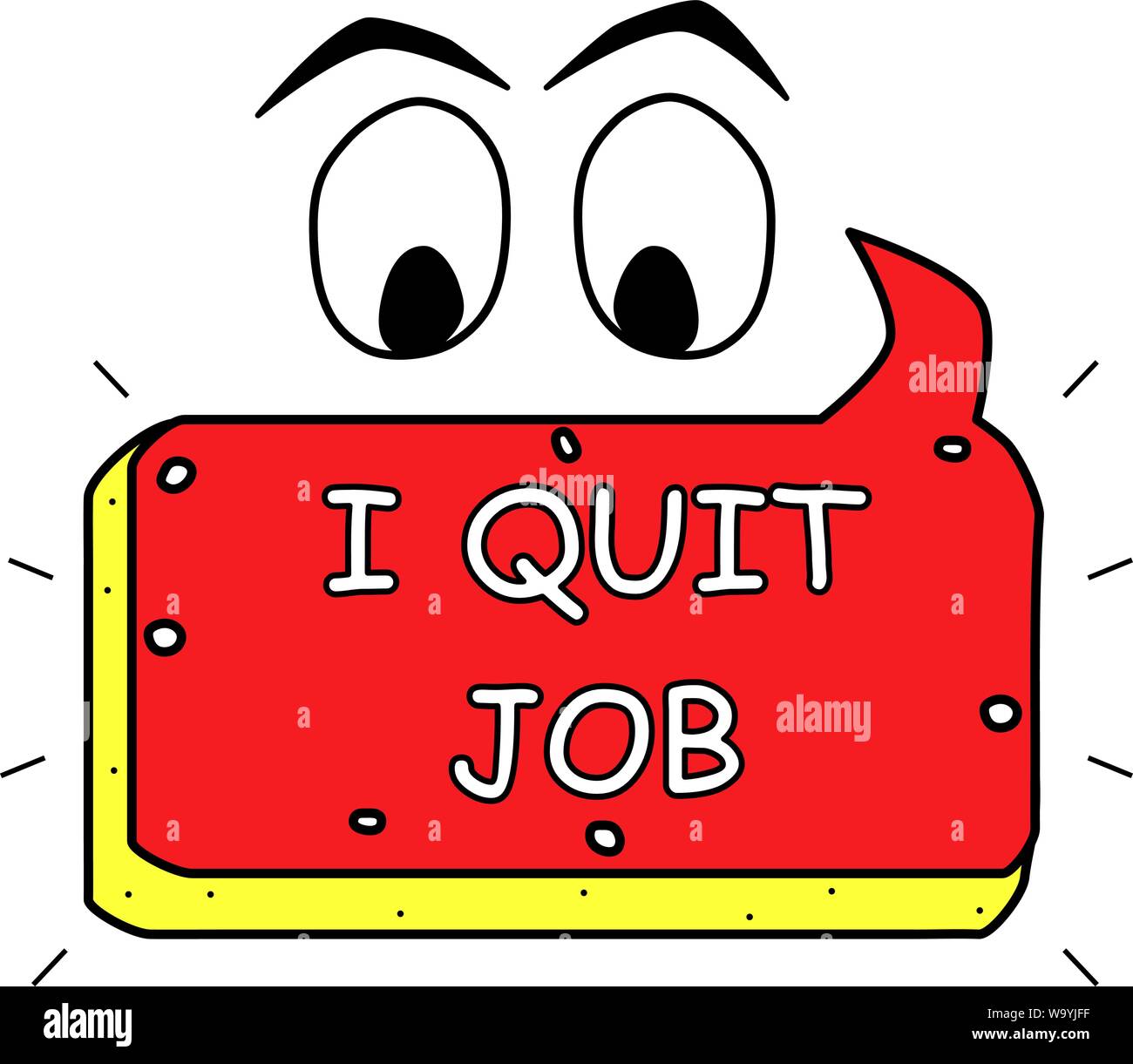 I quit job icon, poster. Color element illustration, badge. Outline object. Web sticker, banner. Stock Vector