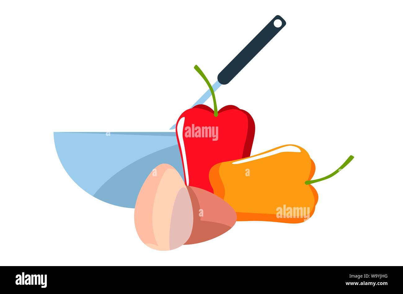 bowl pepper eggs preparation cooking vector illustration Stock Vector ...