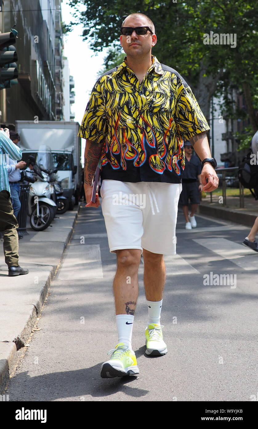 MILANO, Italy: 15 June 2019: Fashion blogger street style outfit