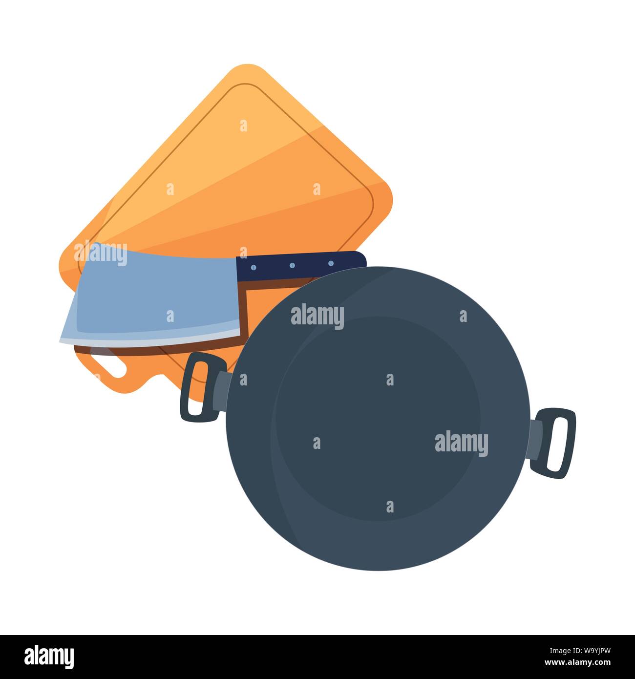 cutting board pot knife preparation cooking vector illustration Stock ...